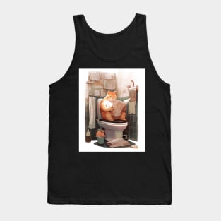 Tabby Cat Sitting on the Toilet Tank Top